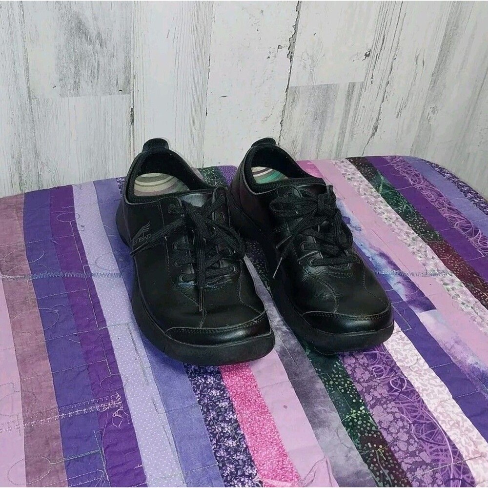 Dansko Elise Black Leather Lace Up Oxford Sneakers Womens 6.5 - 7 EU 37